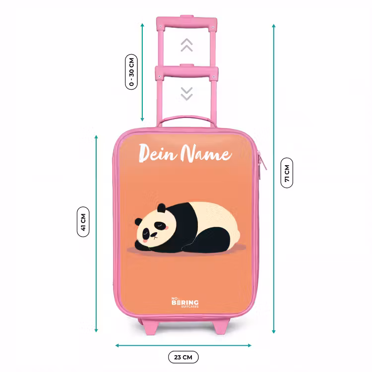 Kinderkoffer Rosa mit Name - Panda - Schlafend - Orange — 7