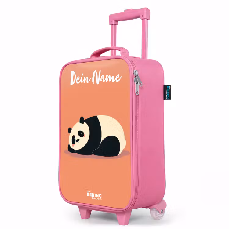 Kinderkoffer Rosa mit Name - Panda - Schlafend - Orange — 8