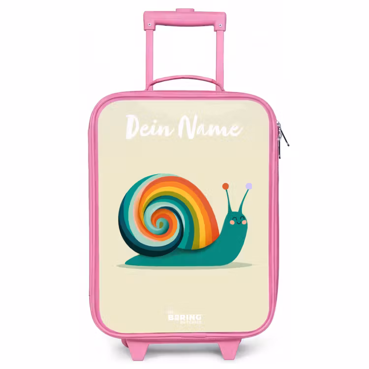 Kinderkoffer Rosa mit Name - Schnecke - Regenbogen - Farbenfroh — 1