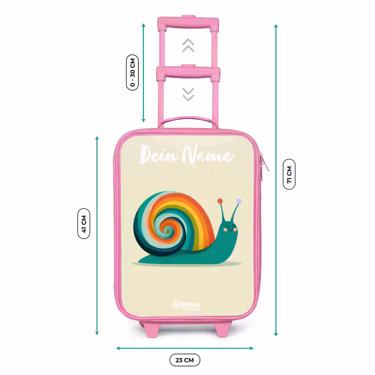 Kinderkoffer Rosa mit Name - Schnecke - Regenbogen - Farbenfroh — 7