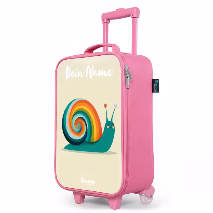 Kinderkoffer Rosa mit Name - Schnecke - Regenbogen - Farbenfroh — 8