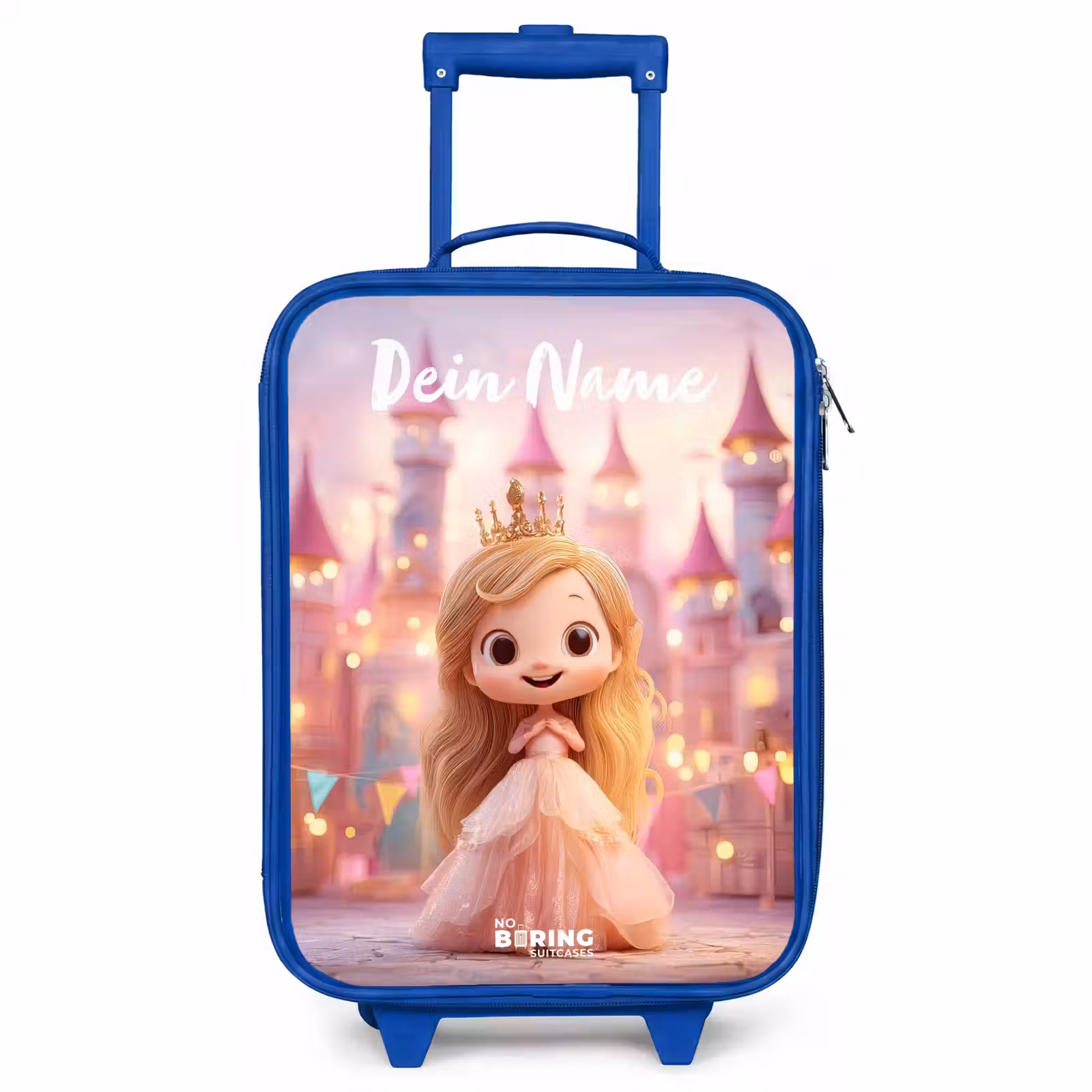 Kinderkoffer Blau mit Name - Prinzessin - Rosa - Schloss — 1