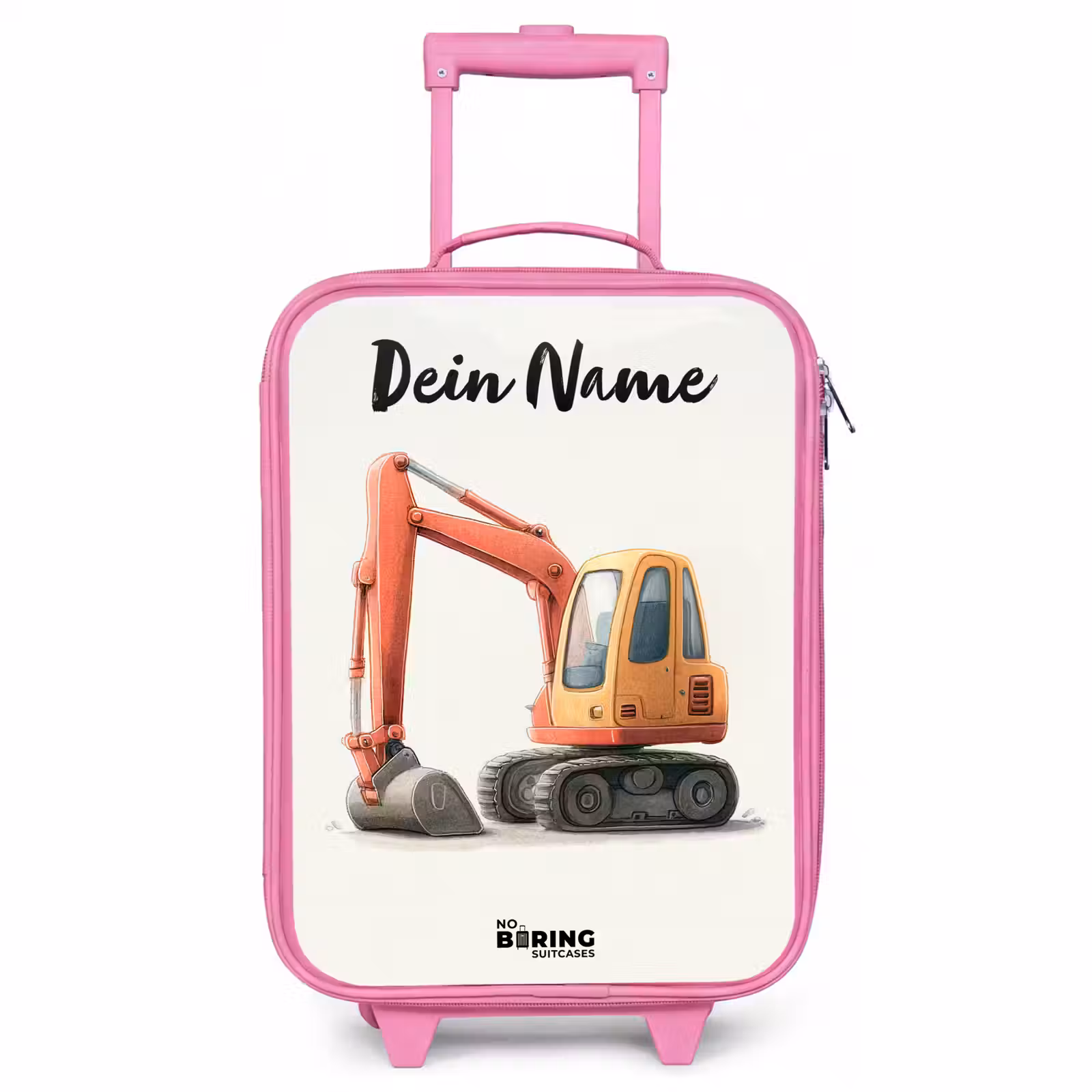 Kinderkoffer Rosa mit Name - Bagger - Signiert - Orange — 1