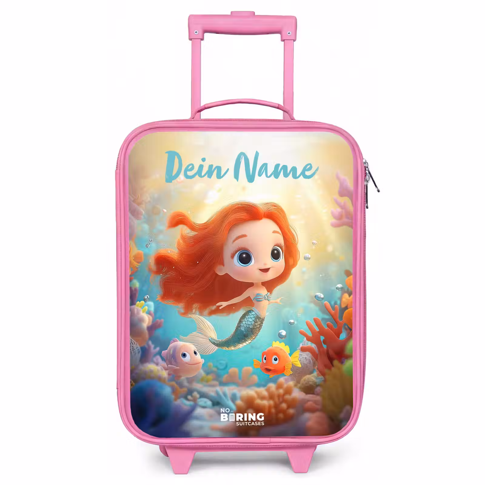 Kinderkoffer Rosa mit Name - Meerjungfrau - Fisch - Koralle — 1