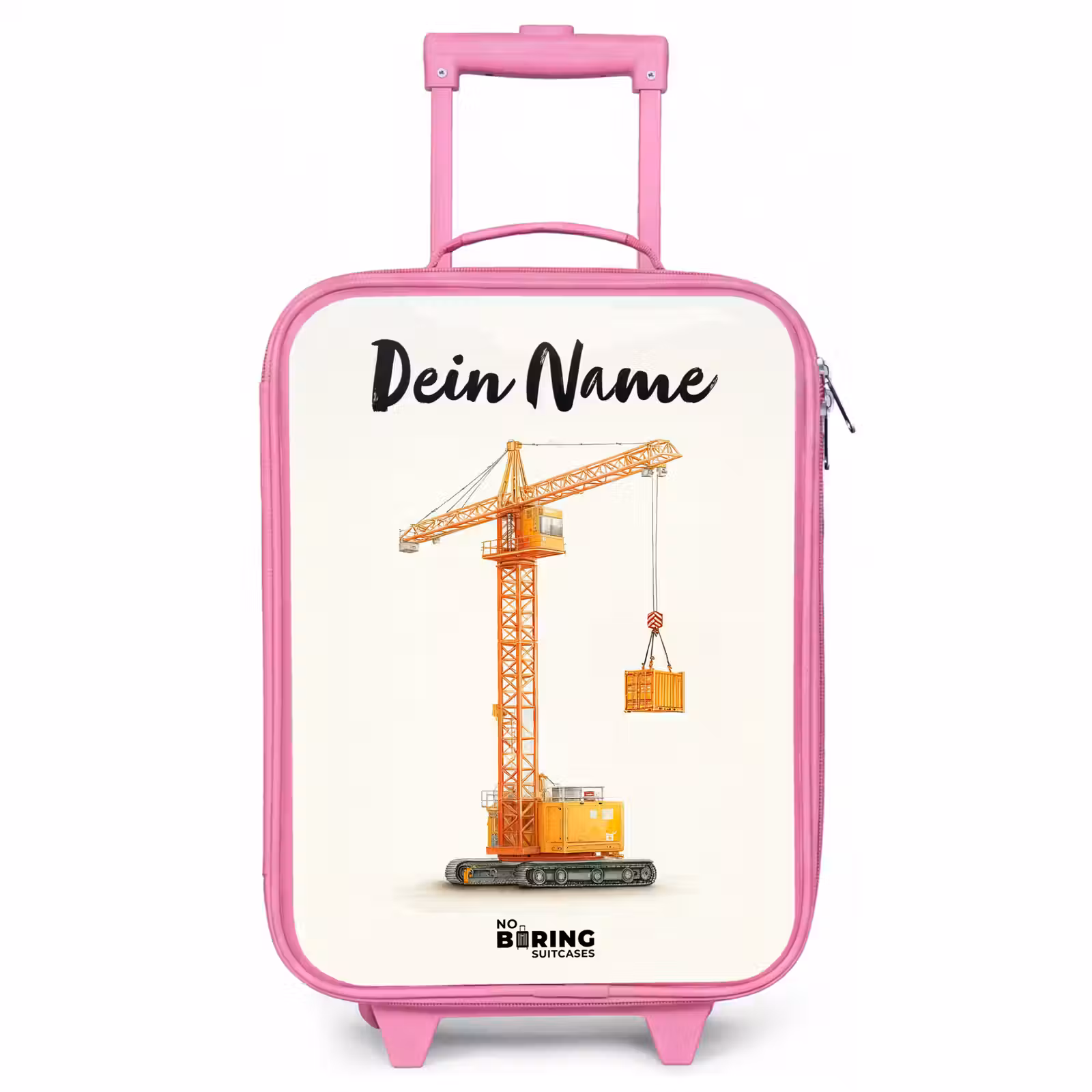 Kinderkoffer Rosa mit Name - Turmkran - Signiert - Orange — 1