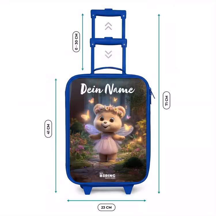 Kinderkoffer Blau mit Name - Bär - Schmetterlinge - Wald - Fee — 7