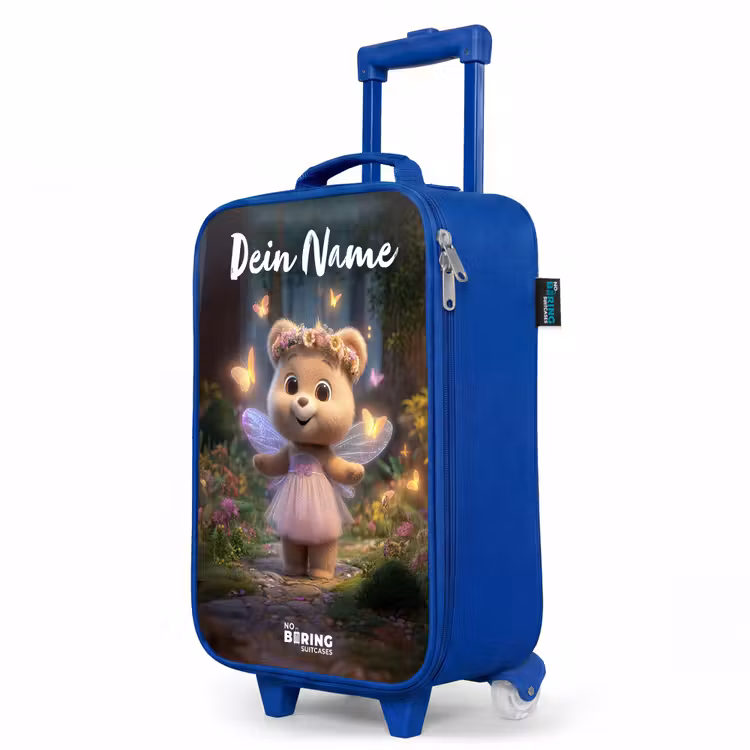 Kinderkoffer Blau mit Name - Bär - Schmetterlinge - Wald - Fee — 8