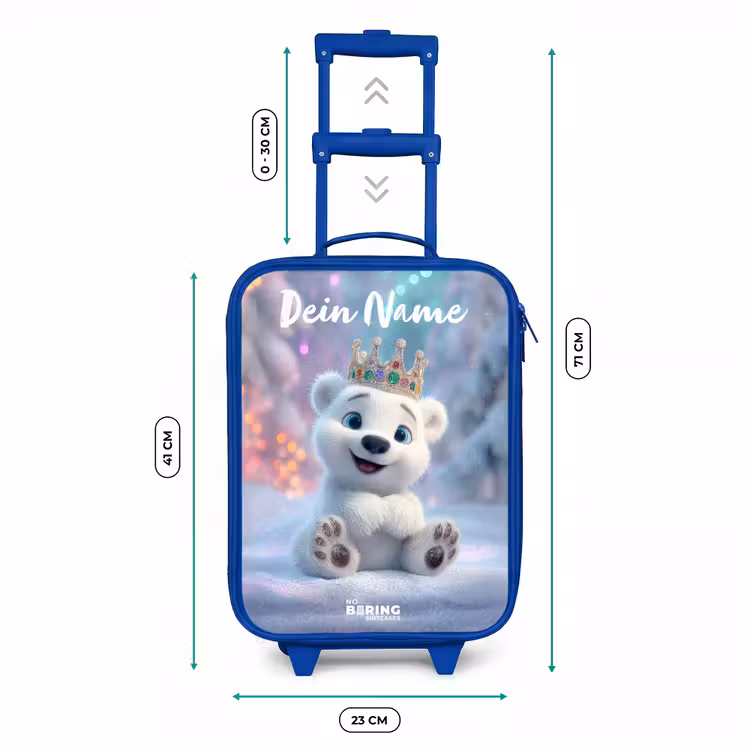 Kinderkoffer Blau mit Name - Eisbär - Krone - Winter — 7