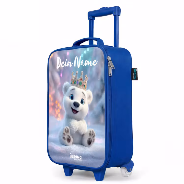 Kinderkoffer Blau mit Name - Eisbär - Krone - Winter — 8