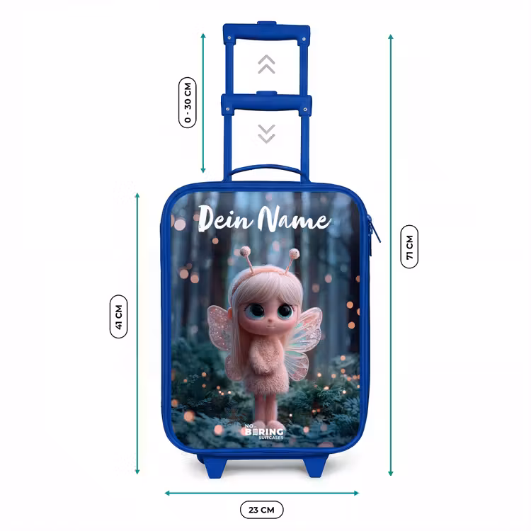 Kinderkoffer Blau mit Name - Fee - Wald - Glitzer — 7