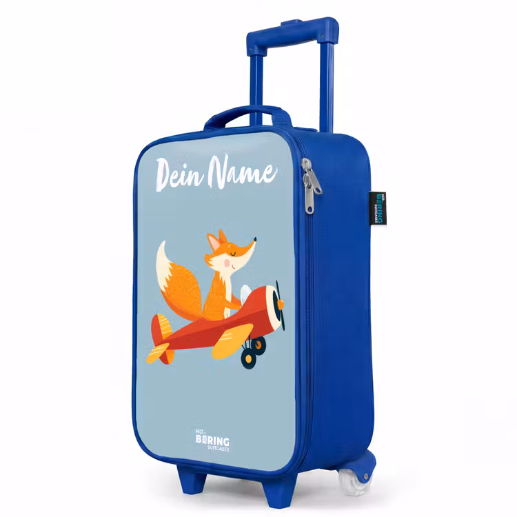 Kinderkoffer Blau mit Name - Fuchs - Flugzeug - Fliegen — 8