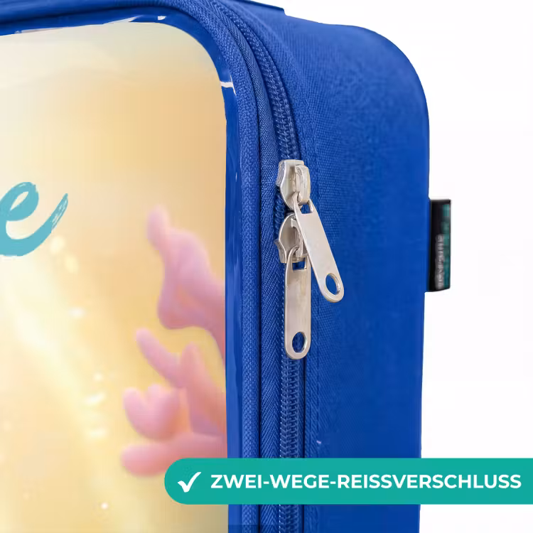 Kinderkoffer Blau mit Name - Meerjungfrau - Fisch - Koralle — 5