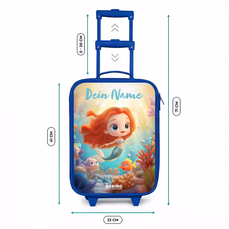 Kinderkoffer Blau mit Name - Meerjungfrau - Fisch - Koralle — 7