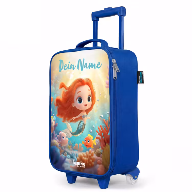 Kinderkoffer Blau mit Name - Meerjungfrau - Fisch - Koralle — 8