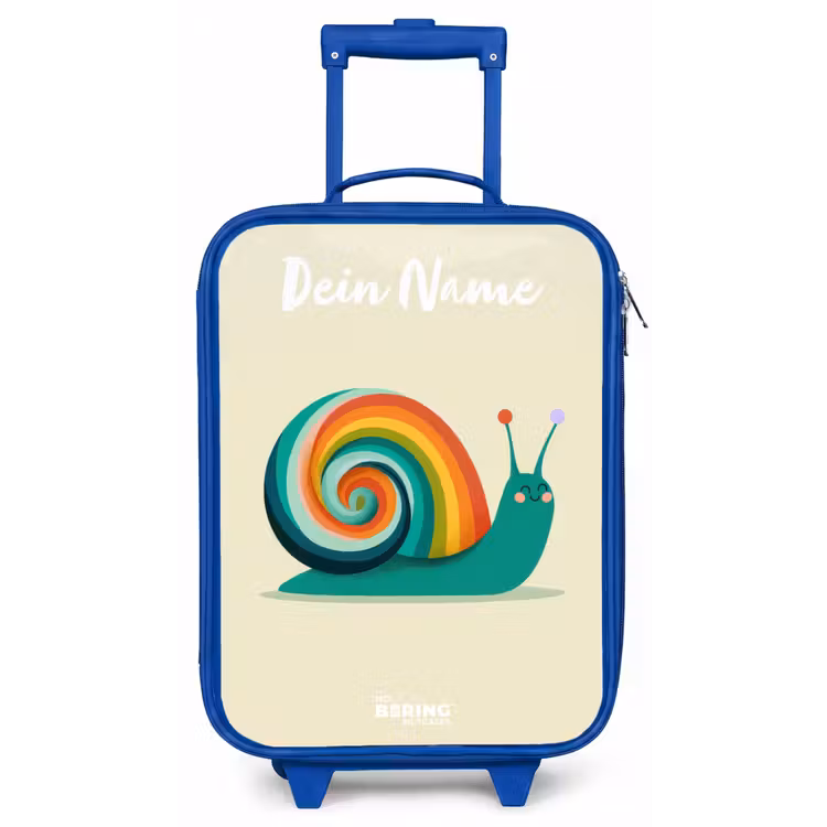 Kinderkoffer Blau mit Name - Schnecke - Regenbogen - Farbenfroh — 1
