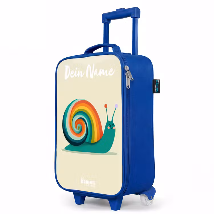 Kinderkoffer Blau mit Name - Schnecke - Regenbogen - Farbenfroh — 8