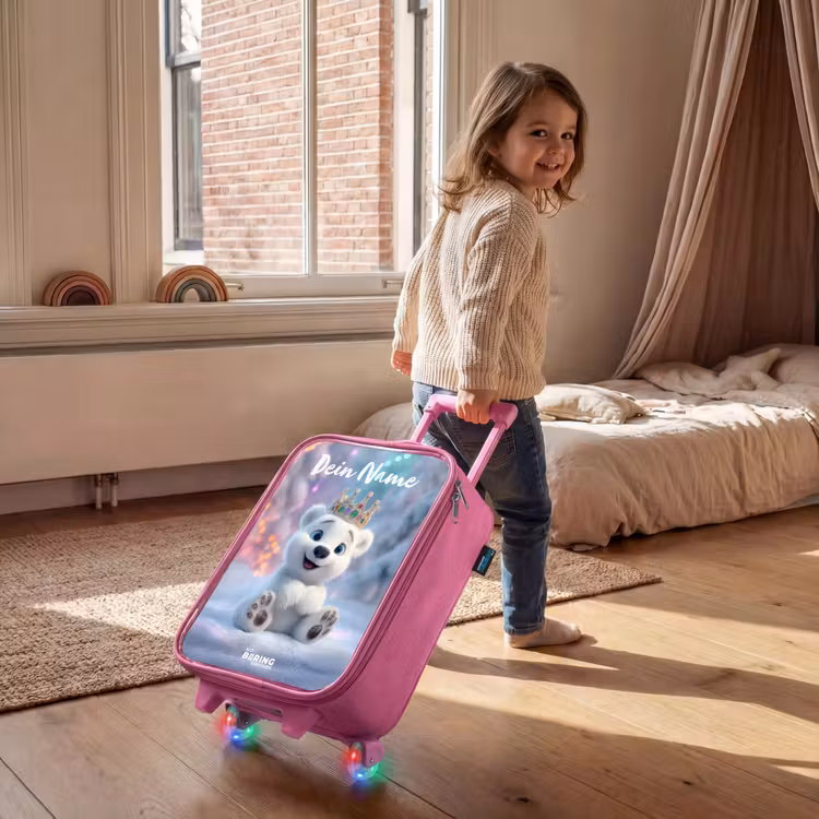 Kinderkoffer Rosa mit Name - Eisbär - Krone - Winter — 2