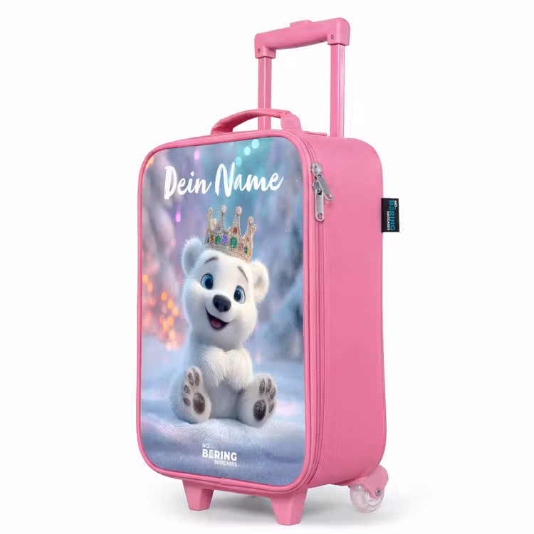 Kinderkoffer Rosa mit Name - Eisbär - Krone - Winter — 8