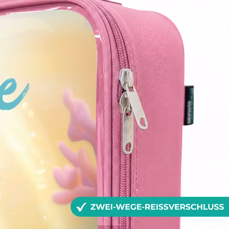 Kinderkoffer Rosa mit Name - Meerjungfrau - Fisch - Koralle — 5
