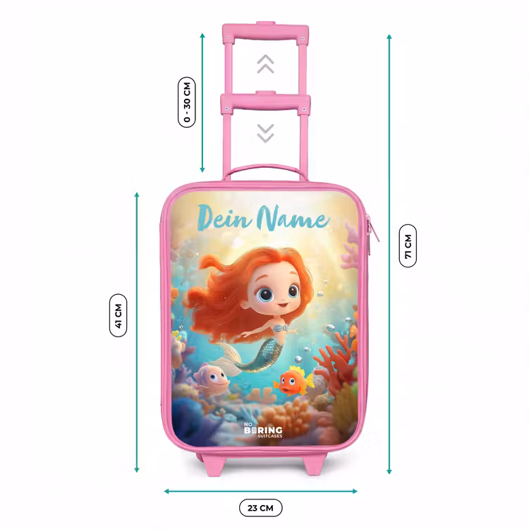 Kinderkoffer Rosa mit Name - Meerjungfrau - Fisch - Koralle — 7