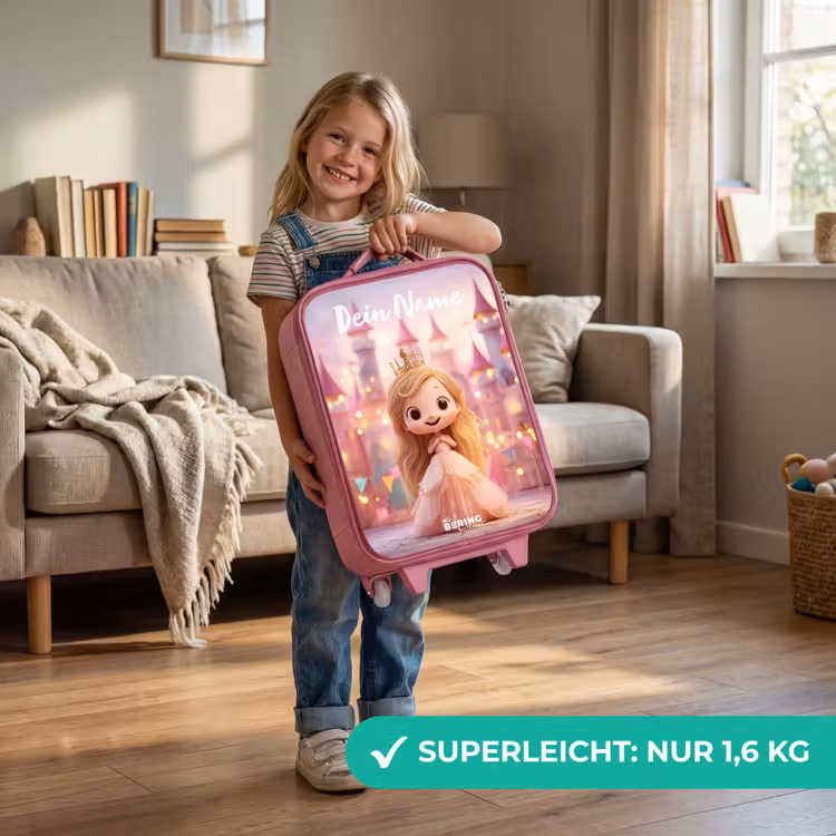 Kinderkoffer Rosa mit Name - Prinzessin - Rosa - Schloss — 3