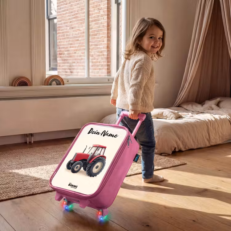Kinderkoffer Rosa mit Name - Traktor - Signiert - Rot — 2