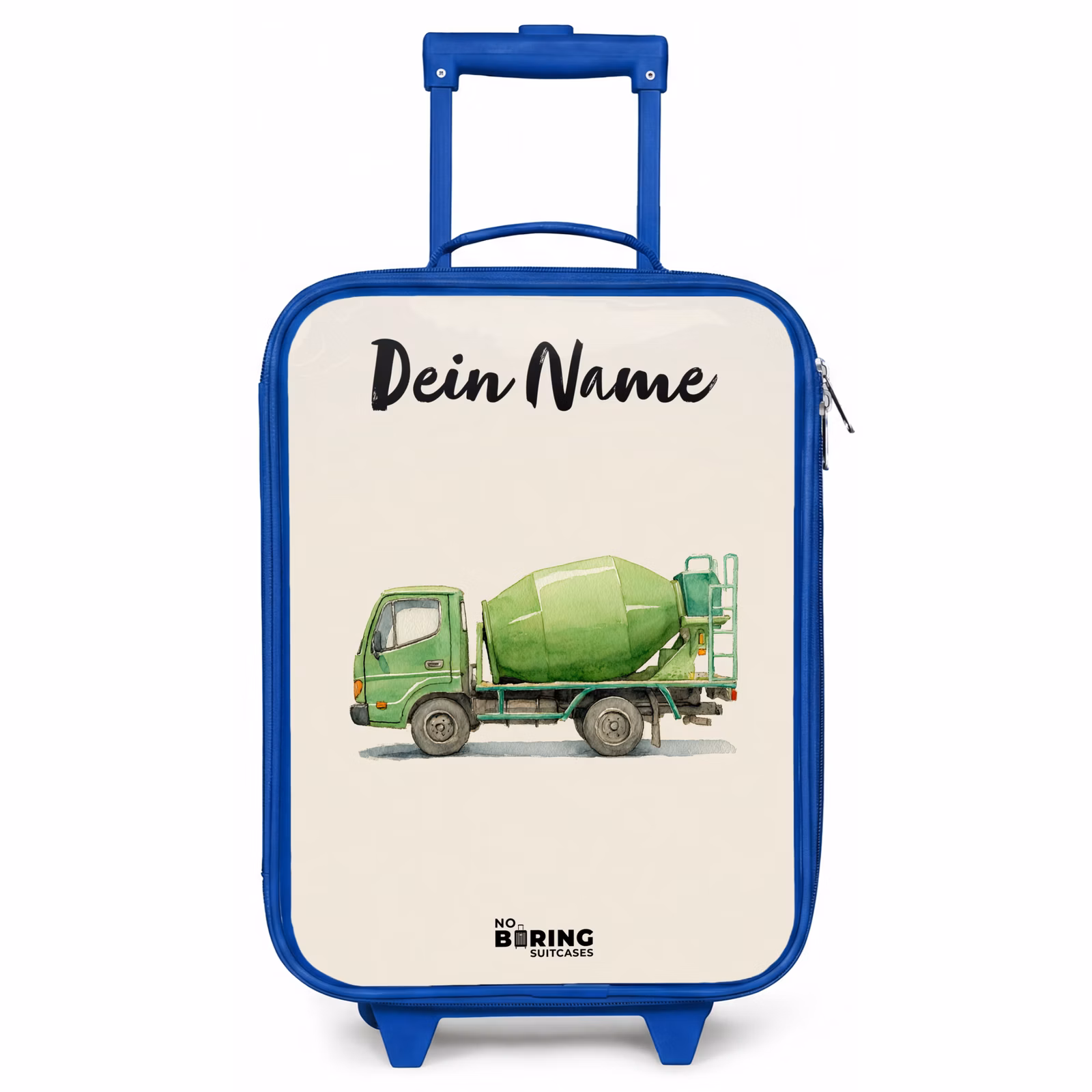 Kinderkoffer Blau mit Name - Betonmischer - Unterzeichnet - Grün — 1