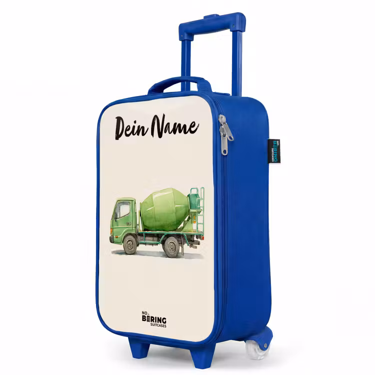 Kinderkoffer Blau mit Name - Betonmischer - Unterzeichnet - Grün — 8