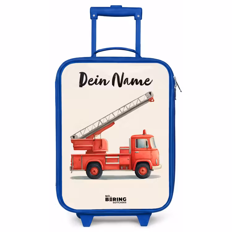 Kinderkoffer Blau mit Name - Feuerwehrauto - Signiert - Rot — 1