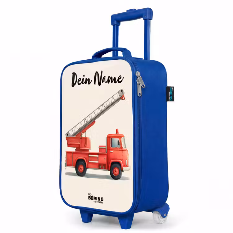 Kinderkoffer Blau mit Name - Feuerwehrauto - Signiert - Rot — 8