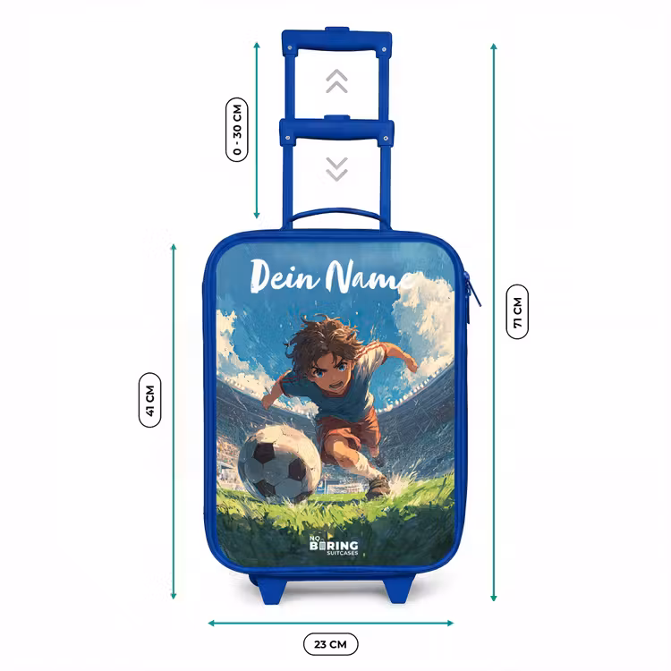 Kinderkoffer Blau mit Name - Fußball - Rasen - Stadion - Malerei — 7