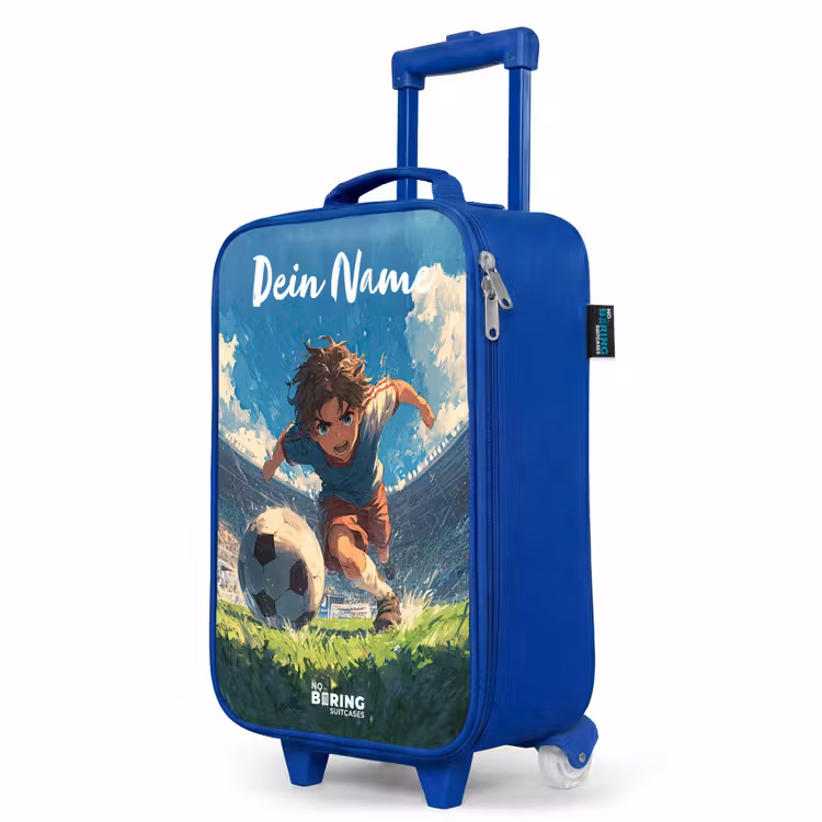Kinderkoffer Blau mit Name - Fußball - Rasen - Stadion - Malerei — 8