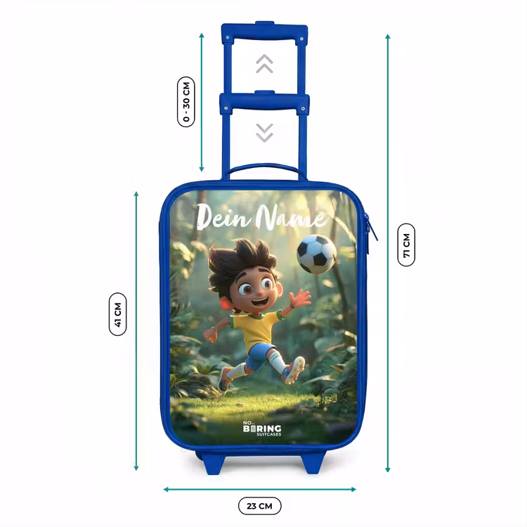 Kinderkoffer Blau mit Name - Junge - Fußball - Wald - Bäume — 7