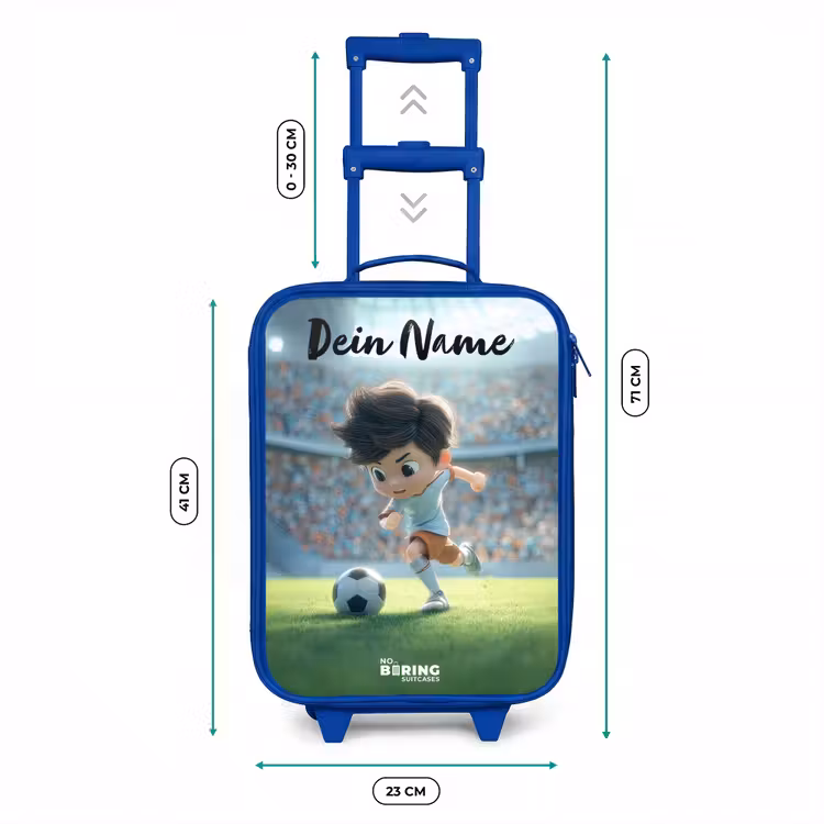 Kinderkoffer Blau mit Name - Junge - Stadion - Fußball - Sonnenlicht — 7