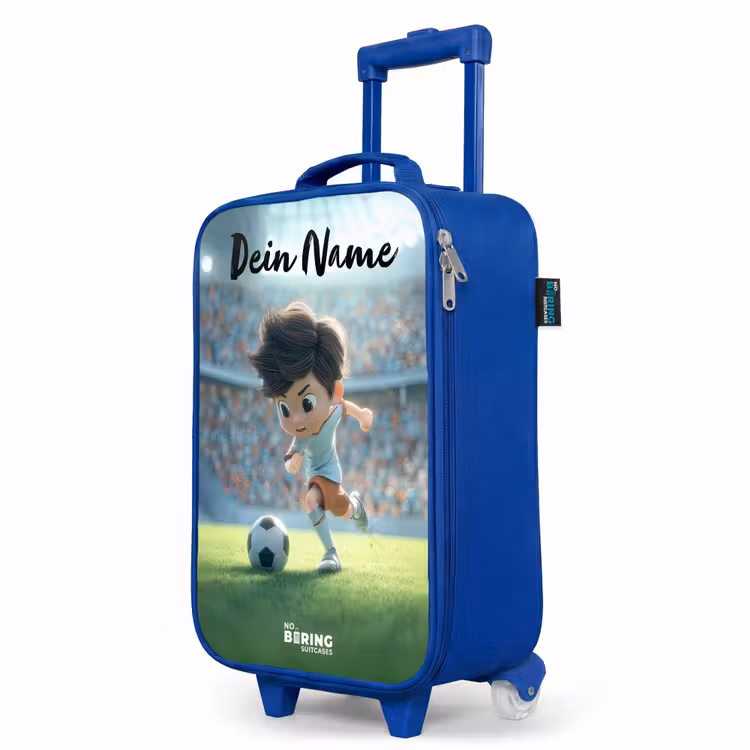 Kinderkoffer Blau mit Name - Junge - Stadion - Fußball - Sonnenlicht — 8