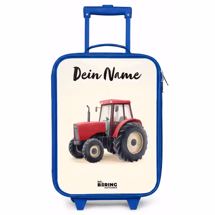 Kinderkoffer Blau mit Name - Traktor - Signiert - Rot — 1