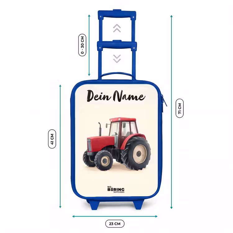 Kinderkoffer Blau mit Name - Traktor - Signiert - Rot — 7