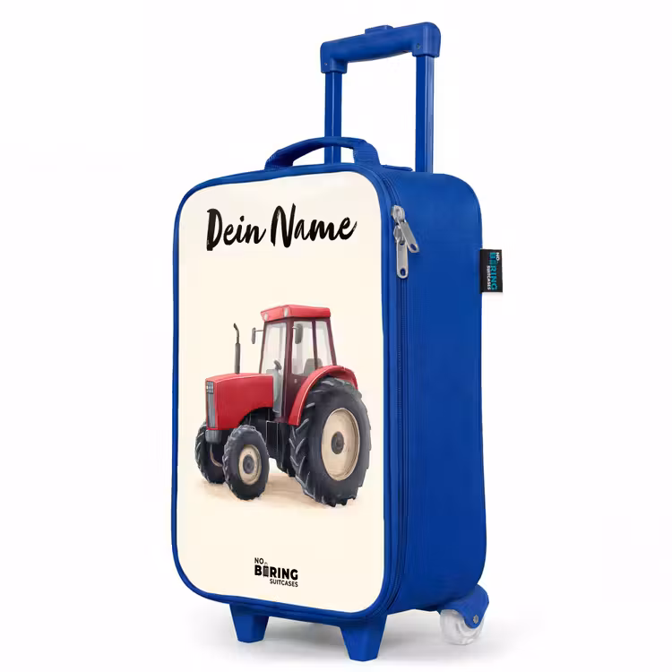 Kinderkoffer Blau mit Name - Traktor - Signiert - Rot — 8