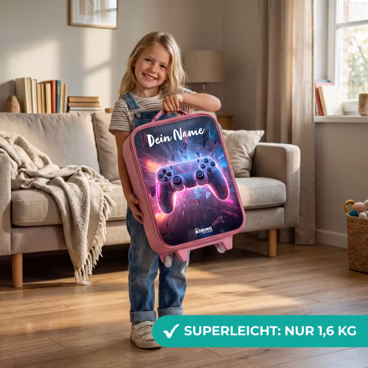 Kinderkoffer Rosa mit Name - Controller - Neon - Spiel — 3