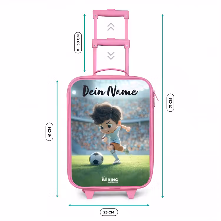 Kinderkoffer Rosa mit Name - Junge - Stadion - Fußball - Sonnenlicht — 7
