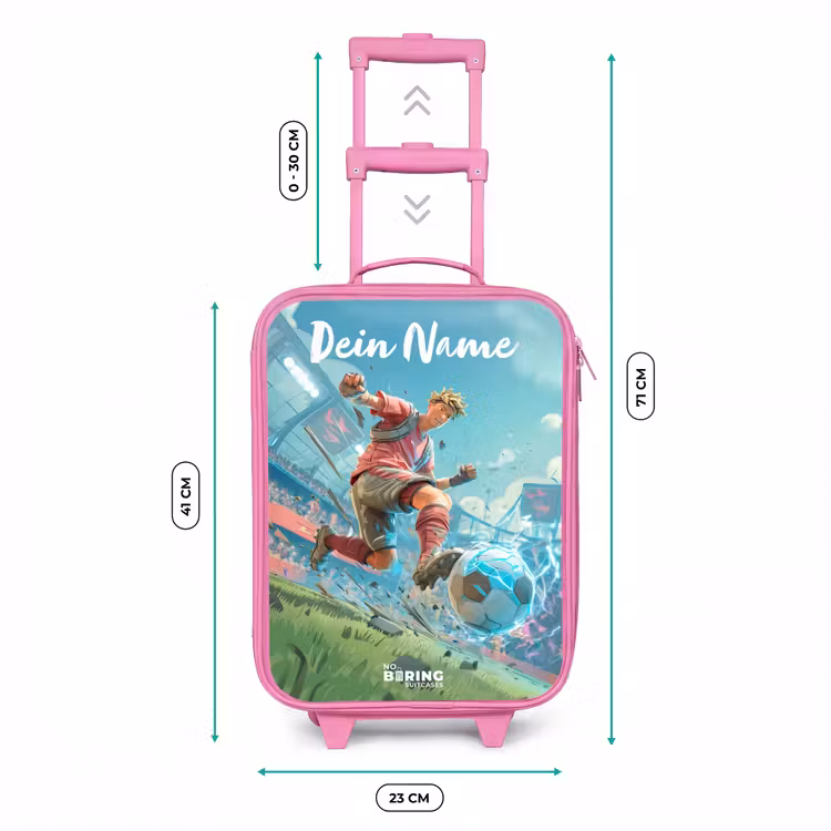 Kinderkoffer Rosa mit Name - Stadion - Fußballer - Ball - Elektrisch — 7