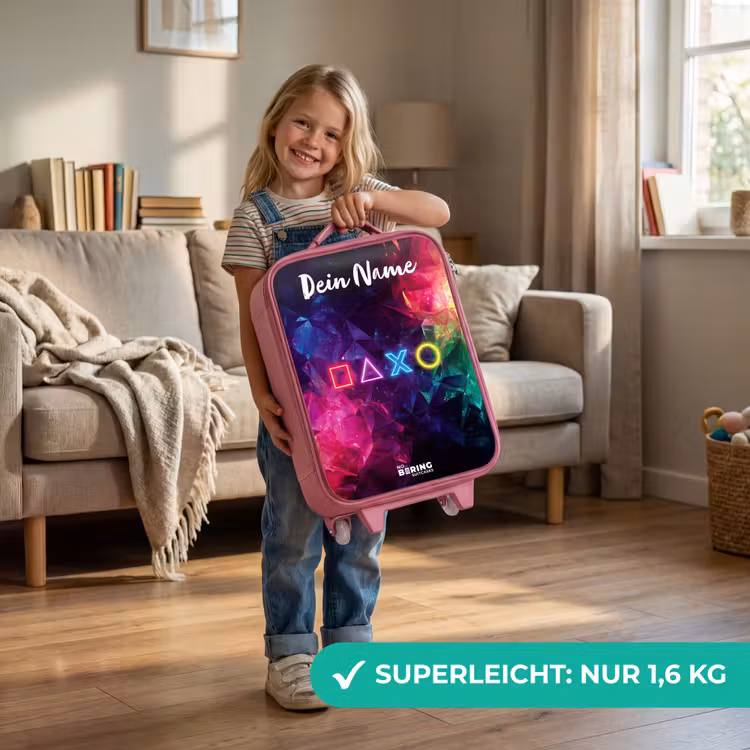 Kinderkoffer Rosa mit Name - Symbole - Spiel - Farbenfroh — 3