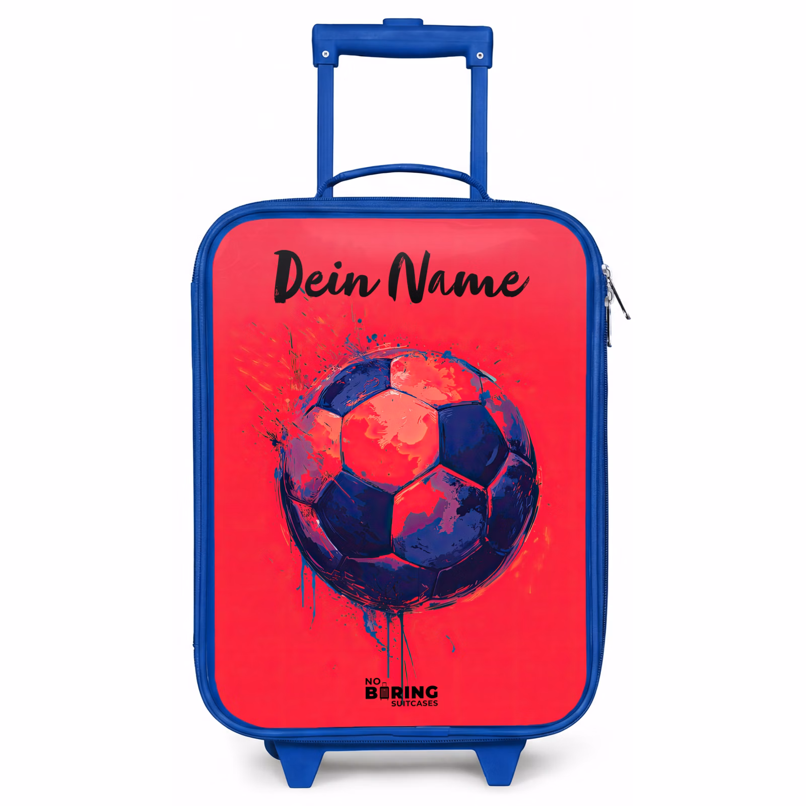 Kinderkoffer Blau mit Name - Fußball-Vibes - Farbe - Blau - Rot — 1