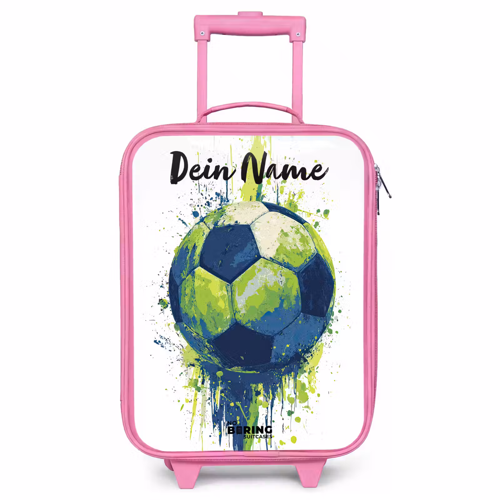 Kinderkoffer Rosa mit Name - Football vibes - Farbe - Grün - Blau — 1