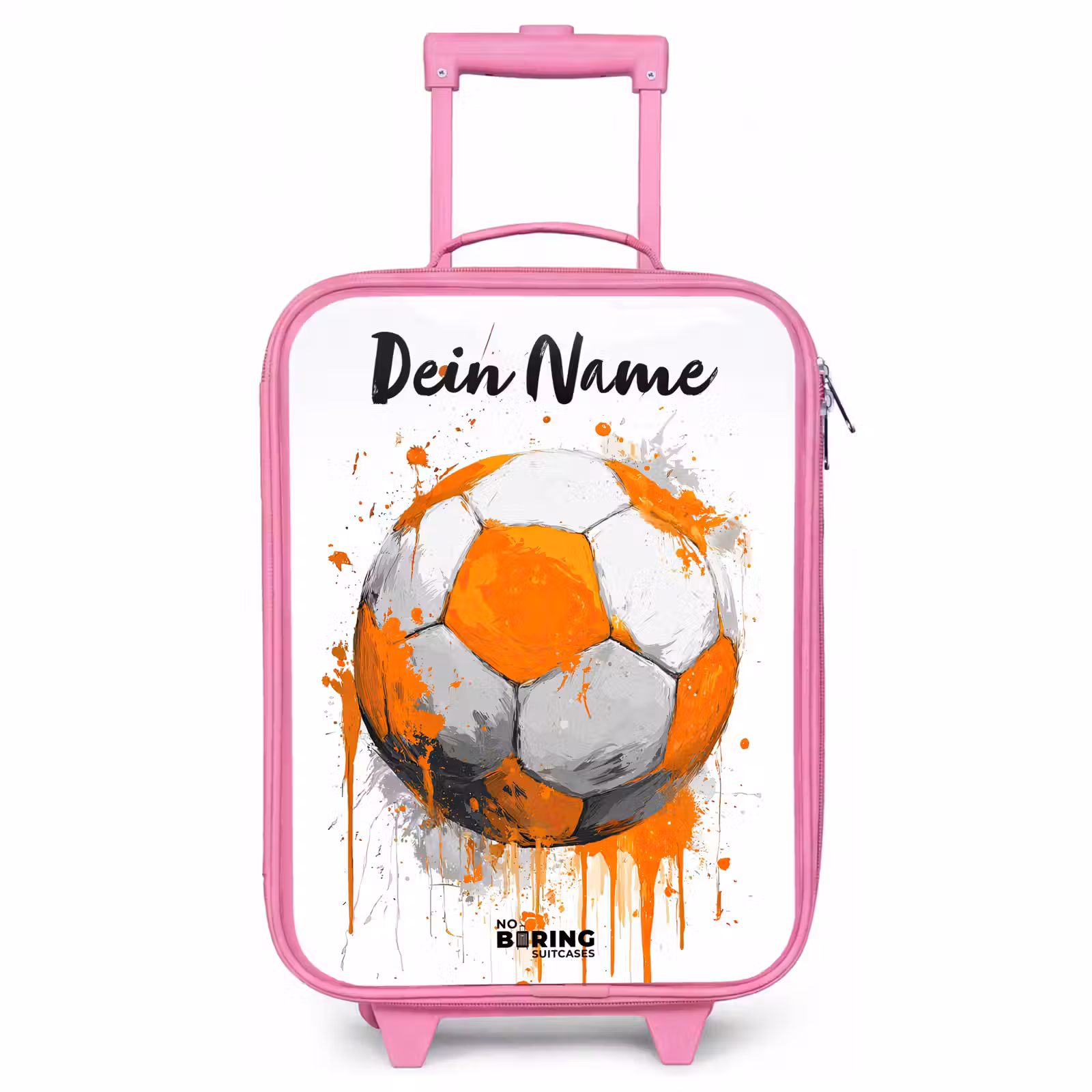 Kinderkoffer Rosa mit Name - Fußball-Vibes - Farbe - Orange — 1