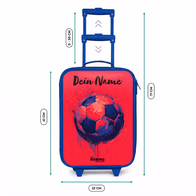 Kinderkoffer Blau mit Name - Fußball-Vibes - Farbe - Blau - Rot — 7
