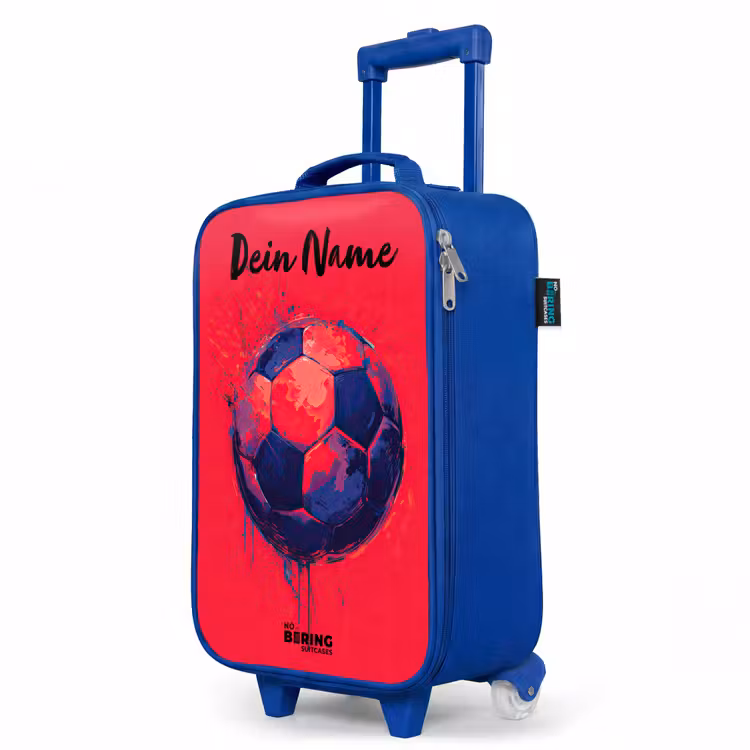 Kinderkoffer Blau mit Name - Fußball-Vibes - Farbe - Blau - Rot — 8