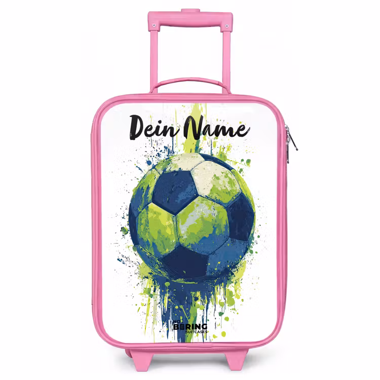 Kinderkoffer Rosa mit Name - Football vibes - Farbe - Grün - Blau — 1