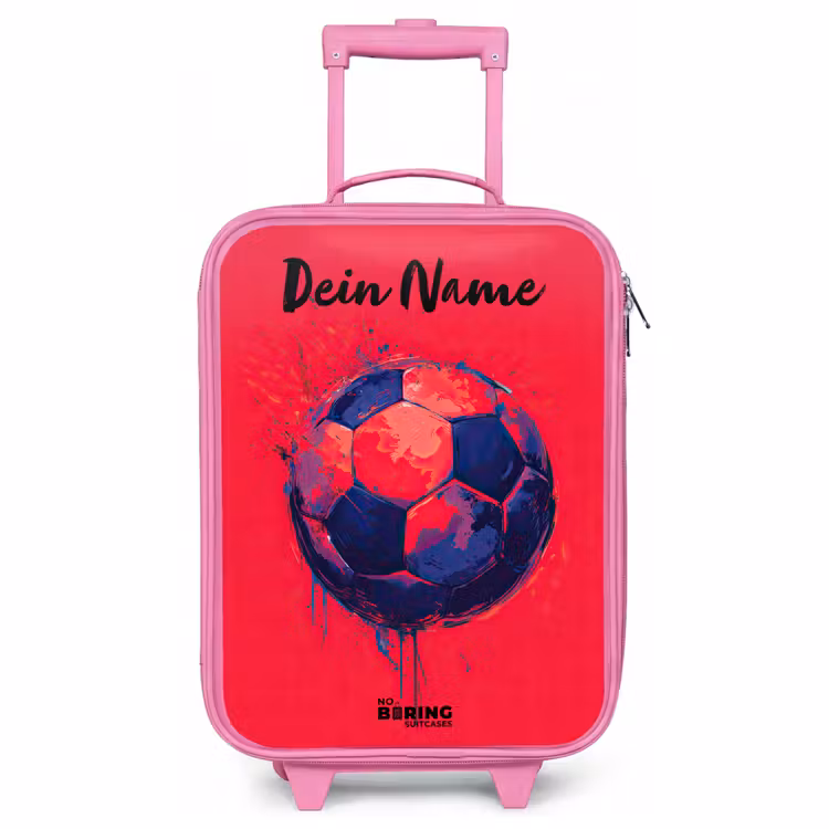 Kinderkoffer Rosa mit Name - Fußball-Vibes - Farbe - Blau - Rot — 1