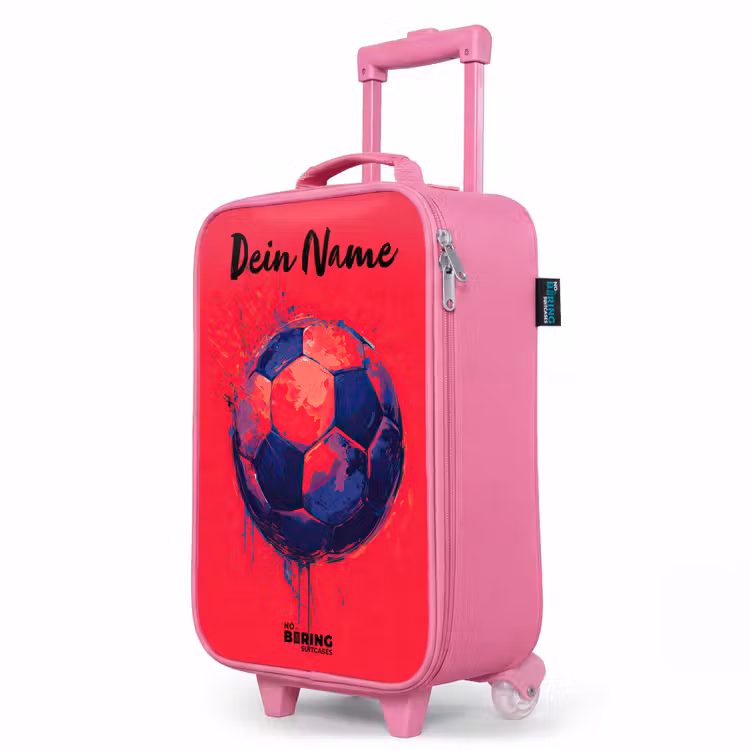 Kinderkoffer Rosa mit Name - Fußball-Vibes - Farbe - Blau - Rot — 8